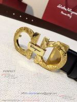 AAA Copy Salvatore Ferragamo Gold Engraving Gancio Buckle Reversible Men's Belt